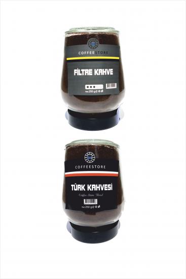 Coffee Store  Blend Filtre Kahve + Türk Kahvesi  Cam kavanoz 250 +250 gr (500gr)