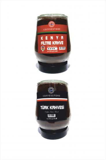 Coffee Store  Kenya Filtre Kahve + Türk Kahvesi  Cam kavanoz 250 +250gr (500gr)